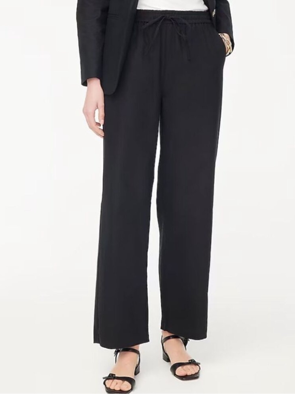 J.Crew 100% Linen Black Pull-on Pants - Size Medium Petite